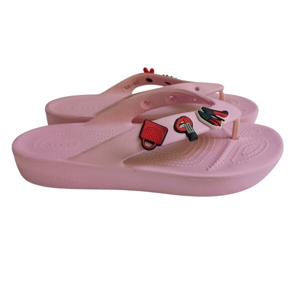 Crocs Pink Platform Flip Flops with Charms size W9 - Picture 4 of 12
